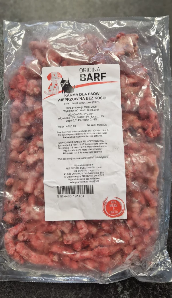 Wieprzowina bez kości 1 kg, surowa karma BARF Original