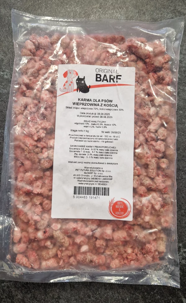 Wieprzowina z kością 1 kg, surowa karma BARF Original