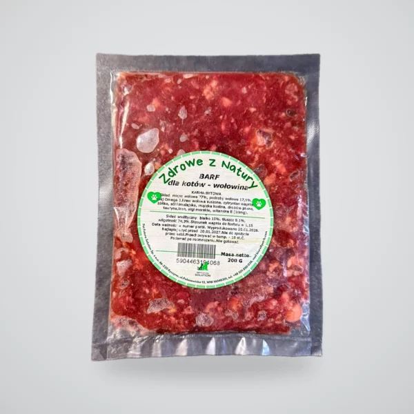 Karma bytowa dla kotów wołowina 200 g, surowa karma BARF Original