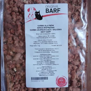Serca wieprzowe 1 kg, surowa karma BARF Original